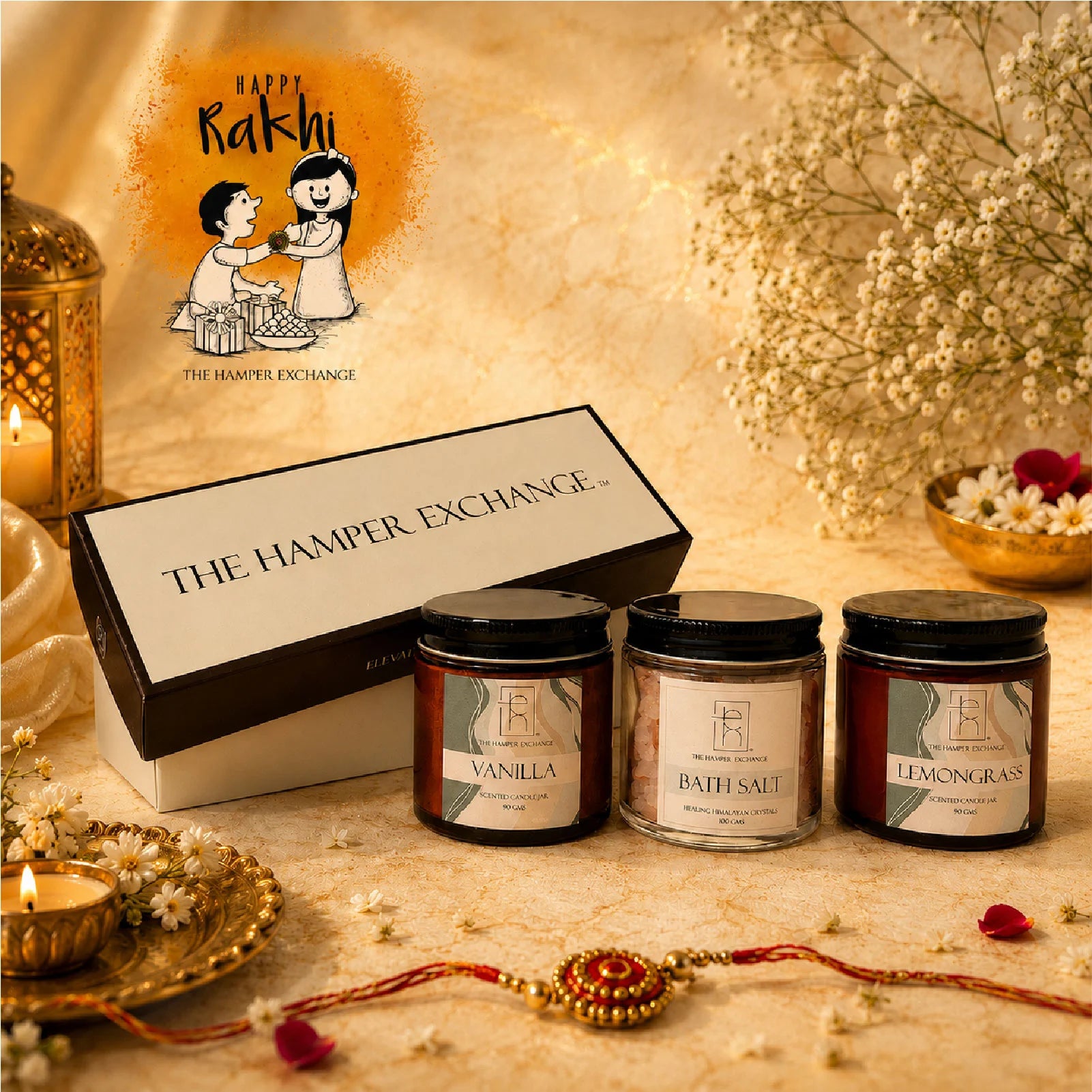 Scented Candles and Bath Salt Gift Set for Ultimate Relaxation Spa Experience.