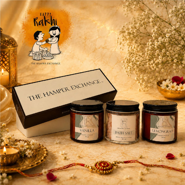 Scented Candles and Bath Salt Gift Set for Ultimate Relaxation Spa Experience.