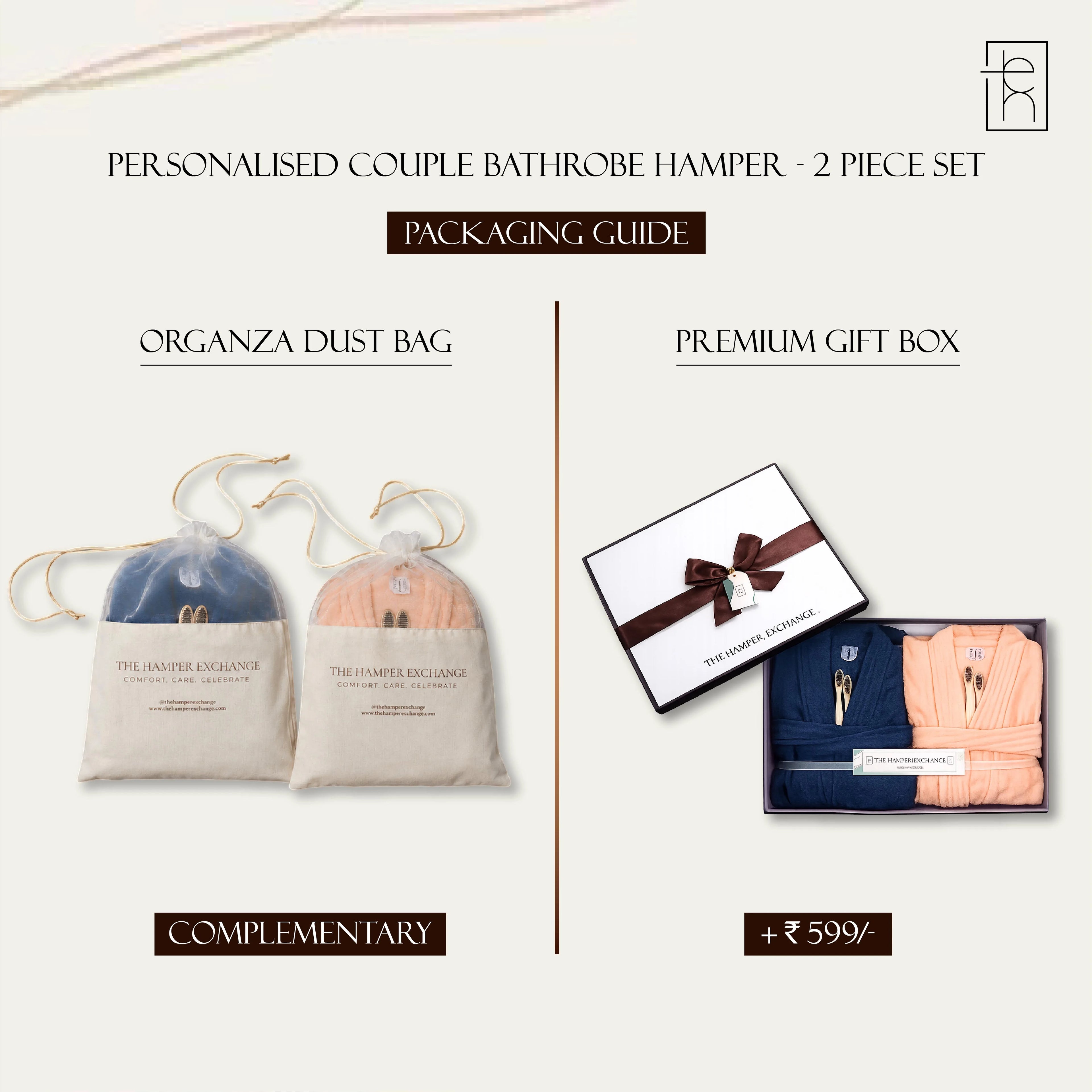 Personalised Couple Bathrobe Hamper - 2 Piece Set