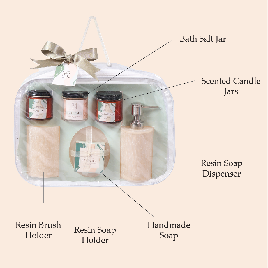 Bath Dispenser Hamper | Bathroom Essentials with Scented Candles